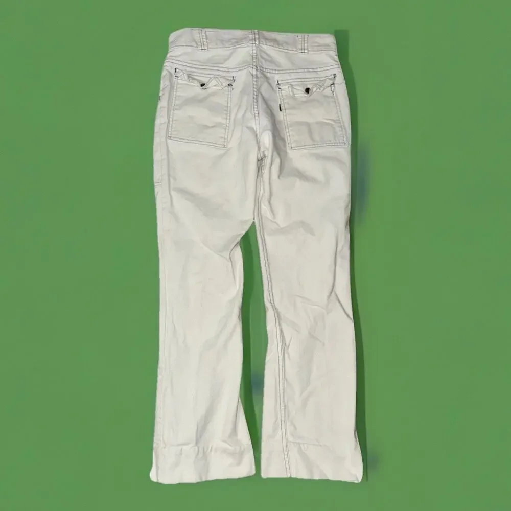 Levi’s Black Gold Tab Big E White Fatigue Cargo Pants With Blue Stitching 30x30
